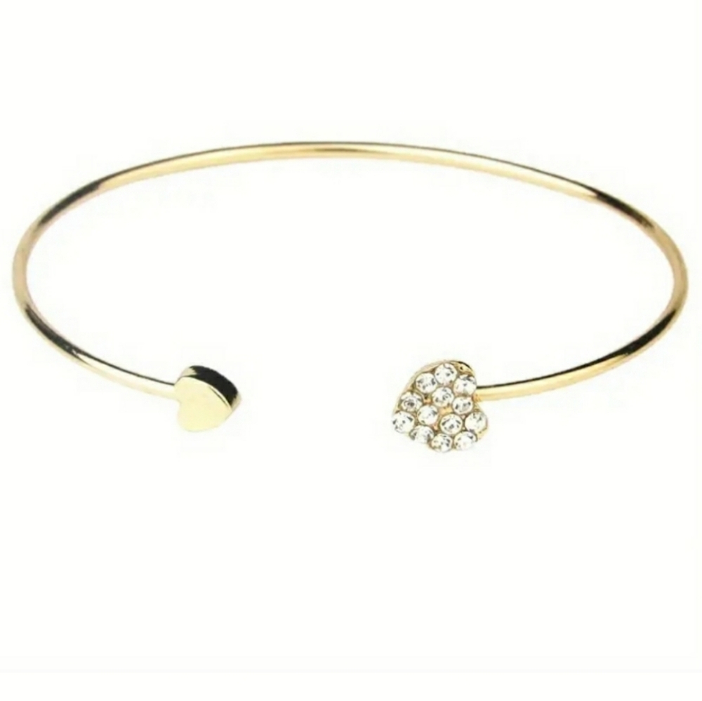Gold Rhinestone Heart Bracelet - Picture 3 of 6